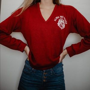 VINTAGE Alpha Phi Omega v-neck sweater